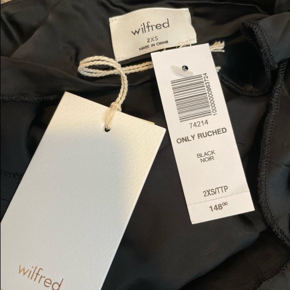 NEW Wilfred Only Ruched Black Satin Slip Mini Dress (Aritzia) - Picture 6 of 6